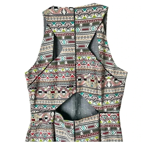 ANTHROPOLOGIE GREYLIN | Geo Aztec Print Cutout Back Fit & Flare Dress Size M - Picture 5 of 7
